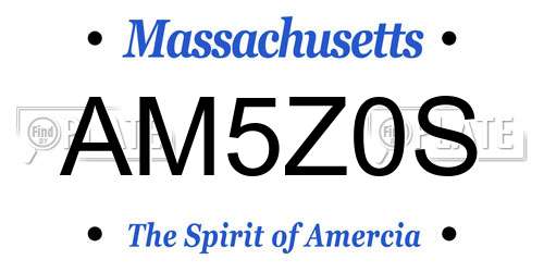 AM5Z0S Massachusetts License Plate