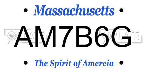 AM7B6G Massachusetts License Plate