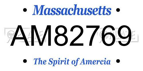 AM82769 Massachusetts License Plate