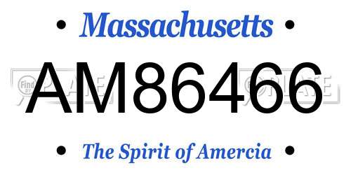 AM86466 Massachusetts License Plate
