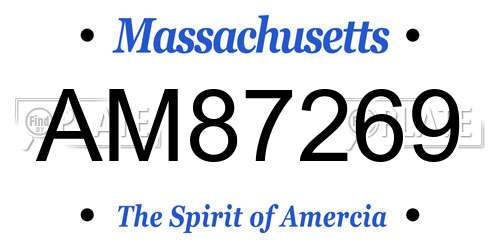 AM87269 Massachusetts License Plate