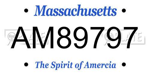 AM89797 Massachusetts License Plate