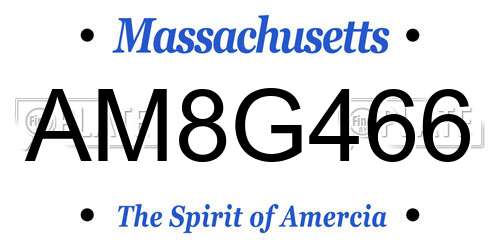 AM8G466 Massachusetts License Plate
