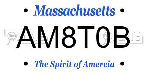 AM8T0B Massachusetts License Plate