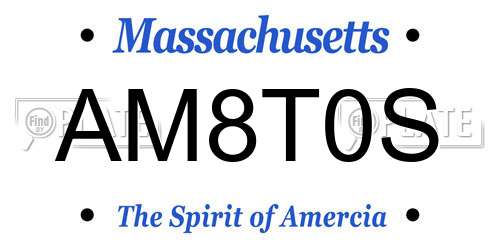 AM8T0S Massachusetts License Plate
