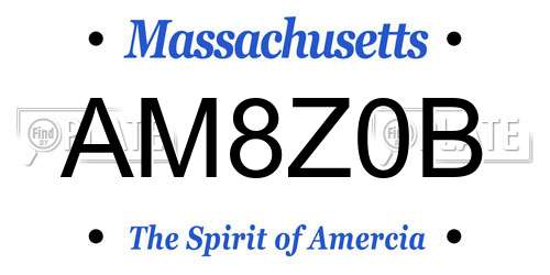 AM8Z0B Massachusetts License Plate