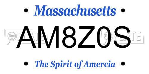 AM8Z0S Massachusetts License Plate