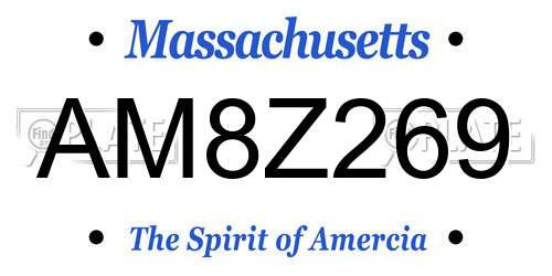 AM8Z269 Massachusetts License Plate