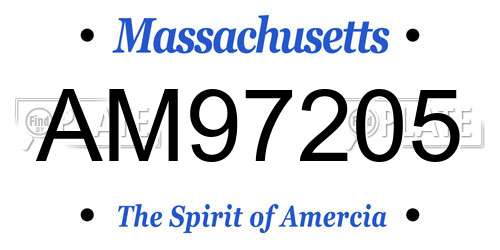 AM97205 Massachusetts License Plate