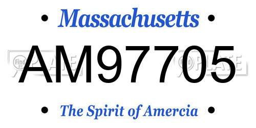 AM97705 Massachusetts License Plate
