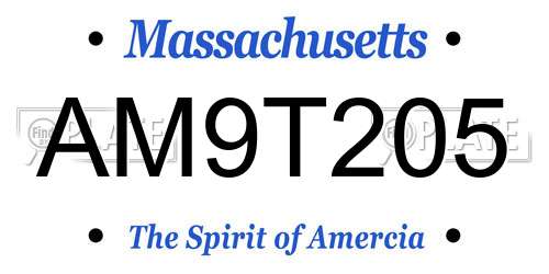 AM9T205 Massachusetts License Plate
