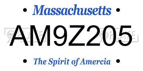 AM9Z205 Massachusetts License Plate