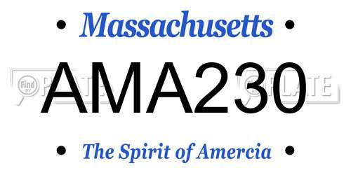 AMA230 Massachusetts License Plate