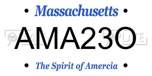 AMA23O Massachusetts License Plate