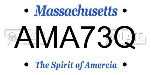 AMA73Q Massachusetts License Plate