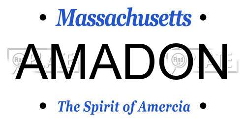 AMADON Massachusetts License Plate