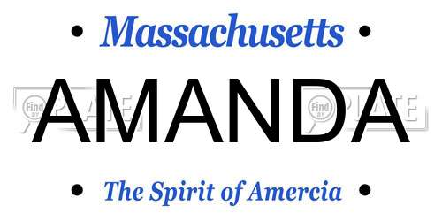 AMANDA Massachusetts License Plate