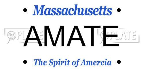 AMATE Massachusetts License Plate
