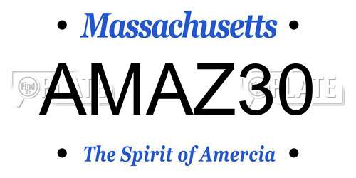 AMAZ30 Massachusetts License Plate