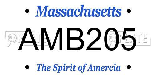 AMB205 Massachusetts License Plate