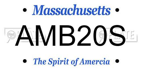 AMB20S Massachusetts License Plate