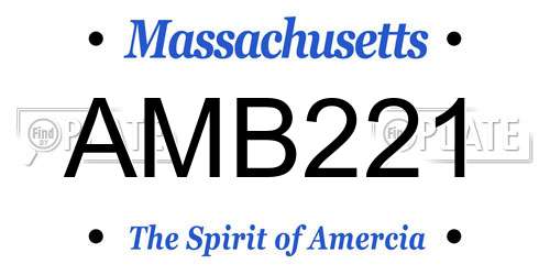 AMB221 Massachusetts License Plate
