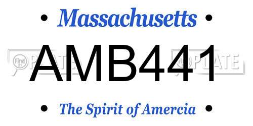 AMB441 Massachusetts License Plate