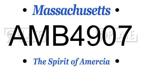 AMB4907 Massachusetts License Plate