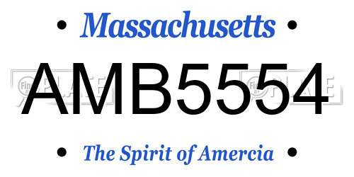 AMB5554 Massachusetts License Plate