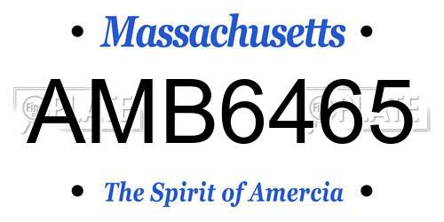 AMB6465 Massachusetts License Plate