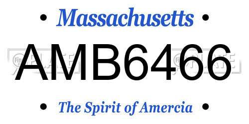 AMB6466 Massachusetts License Plate