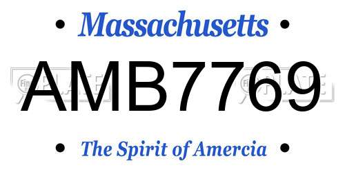 AMB7769 Massachusetts License Plate