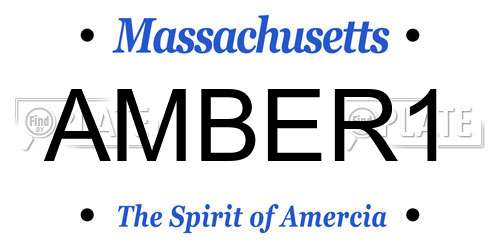 AMBER1 Massachusetts License Plate