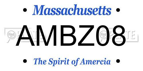 AMBZ08 Massachusetts License Plate