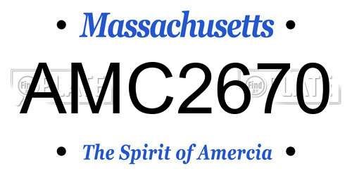 AMC2670 Massachusetts License Plate