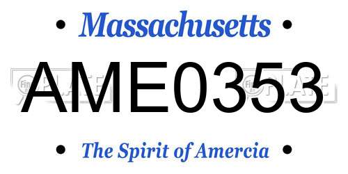 AME0353 Massachusetts License Plate