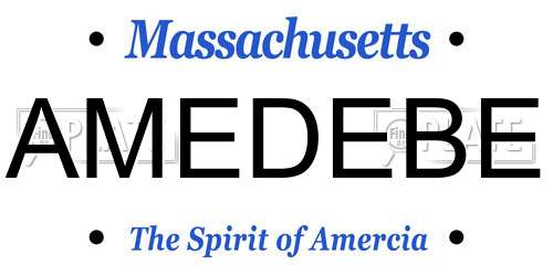 AMEDEBE Massachusetts License Plate