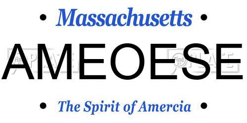 AMEOESE Massachusetts License Plate