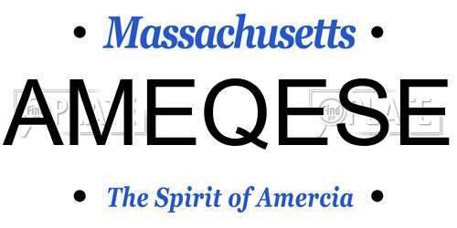 AMEQESE Massachusetts License Plate