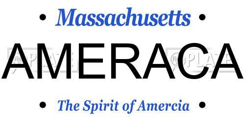 AMERACA Massachusetts License Plate