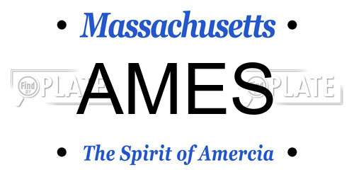 AMES Massachusetts License Plate