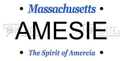 AMESIE Massachusetts License Plate