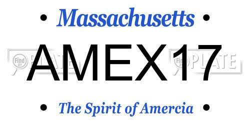 AMEX17 Massachusetts License Plate