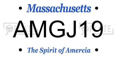 AMGJ19 Massachusetts License Plate