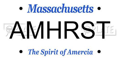 AMHRST Massachusetts License Plate