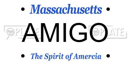 AMIGO Massachusetts License Plate