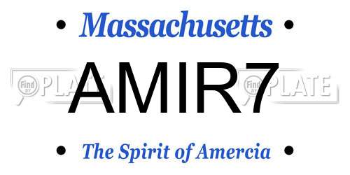 AMIR7 Massachusetts License Plate
