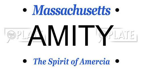 AMITY Massachusetts License Plate