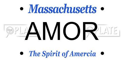 AMOR Massachusetts License Plate
