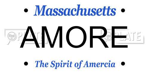 AMORE Massachusetts License Plate